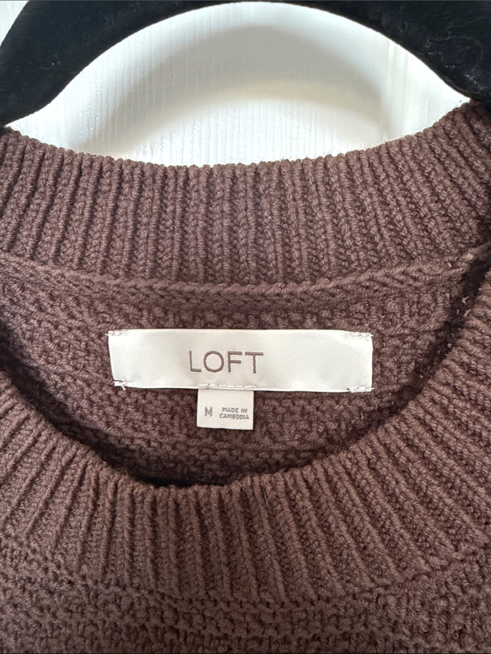 LOFT Brown and White Striped Short Sleeve Knit Top - Picture 2 of 3